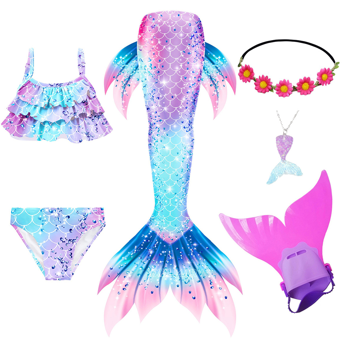 6Pcs/set Ariel Girls Swimming  - огляд і ціна Flippers Swimming